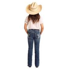 BG4MD06084 Rock  Roll Girls' Star Embroidered Bootcut Jeans Medium Wash NEW