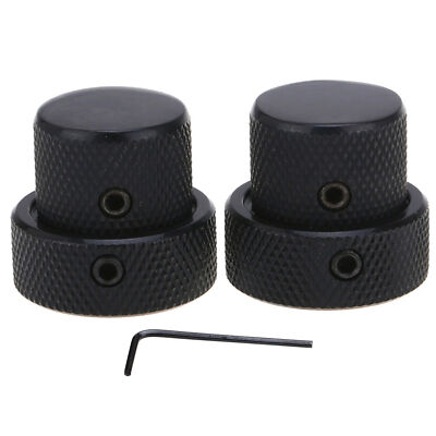 Musiclily Pro 2Pcs Black Universal Metal Dual Concentric Stacked Guitar Knobs