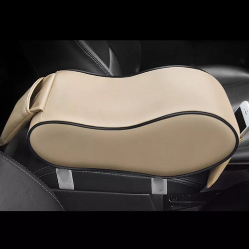 Beige Universal Car Armrest Pad Mat Cover w/ Pockets Auto Center Console Cushion - Picture 8 of 11