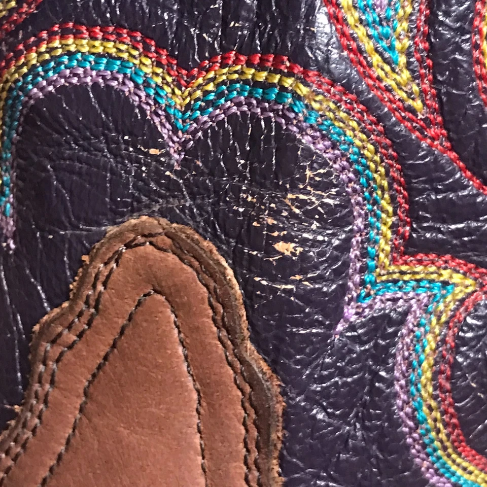 Botas occidentales de mano Nocona Ranch para hombre 8D púrpura crujiente cuero de cabra/vaca amueblado Foto 2 de 4