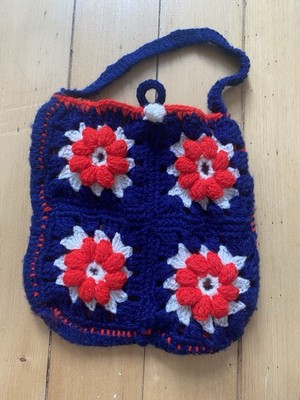 Handmade crochet Granny Square Tote Bag purse With Inner Lining