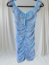 Sweet And Stunning Ditsy Floral Mesh Mini Dress Sheer Coquette Womens Size XS/S