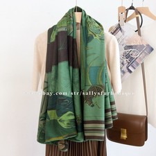 Sallys 70 Cashmere  30 Silk Wrap Scarf Indian Print Double Face Shawl 53"