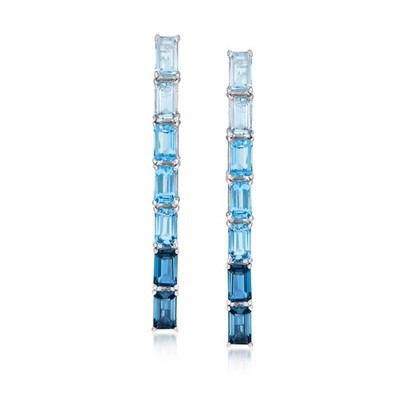 Ross-Simons Sky, & Bltpz Ombre Drop Earrings in Silver