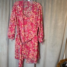JOSIE Natori Chiffon Floral paisley Kimono Mini Robe chemise slip nightie set