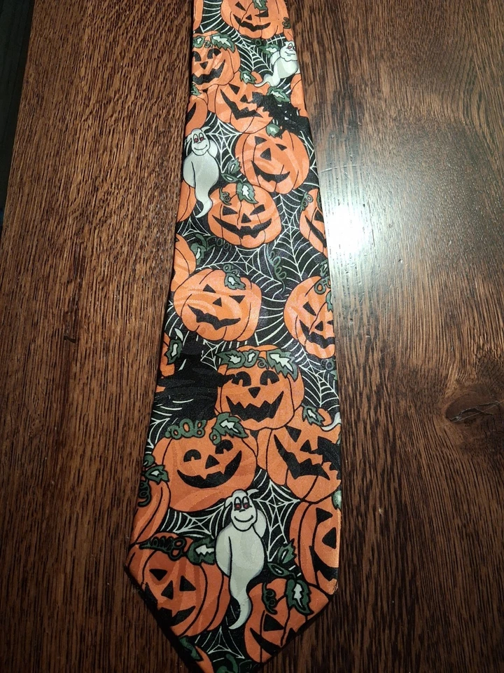 Halloween Tie Steven Harris Pumpkin Jack O Lantern Ghost Witch 60 inch Necktie - Image 1 of 4