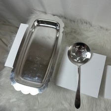 Wm Rogers MFG Co Original Rogers Silverplate Serving Tray & Spoon USA Made