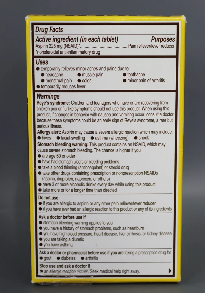 Genuine Bayer Aspirin Pain Reliever / Fever Reducer 325mg Coated 100 Count - Image 4 of 4