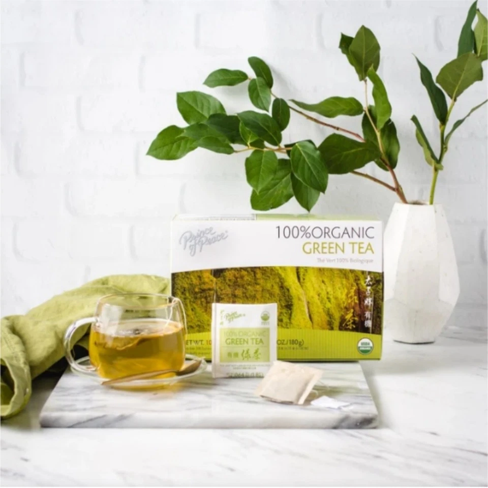 Té verde 100 % orgánico, 100 bolsitas de té cada caja - Príncipe de la Paz Foto 3 de 3