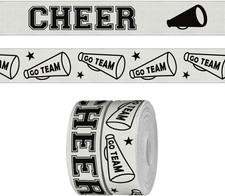 2 Rolls 6 Yards Sports Cheerleading Ribbon for Crafting Sewing, 7/8 Inch White B