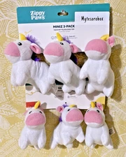 ZippyPaws 6-Pack MINIZ UNICORNS Squeaky Stuffed Plush Dog Toy New -FREE SHIPPING