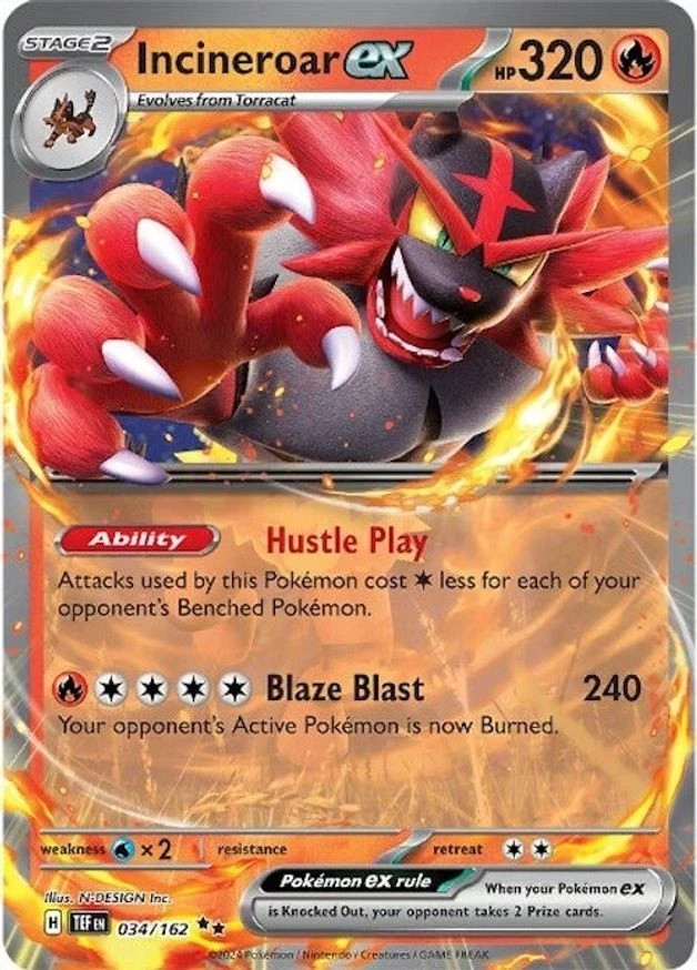 Pokemon Incineroar ex (34/224) Temporal Forces LP HOLO