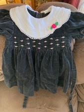 Vintage Girls Velour Floral Dress  12 Months