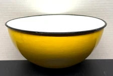 Huta Silesia Enamel Poland Yellow Enamelware 9.5"D Bowl Farmhouse