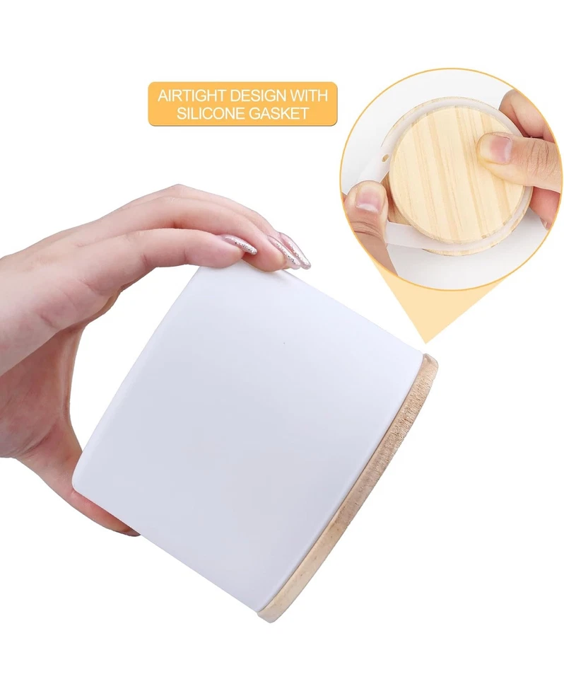 6 Pack Glass Candle Jars-18oz Empty Candle Jars with Bamboo Lid - White COLOR - Image 3 of 4