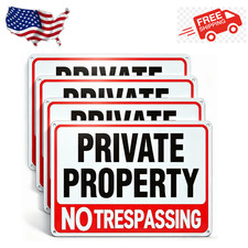 4 Pack Large No Trespassing Signs Private Property, 8X12 Inch Rust Free Aluminum