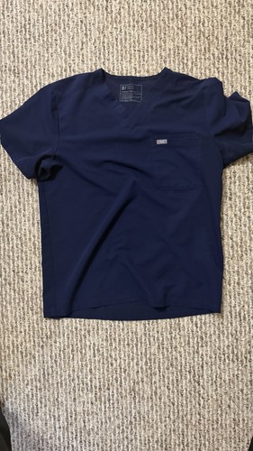 FIGS Leon Three-Pocket Scrub Top Mens Large Navy Blue V-Neck 1000199 NWT