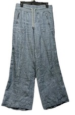 Athleta Women's Size 6 Cabo Linen Wide Leg Blue Pants B1 