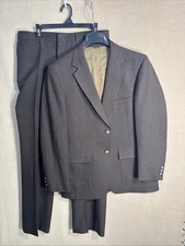 @@ Vintage American Craftsman 40R Chocolate 2 Piece Suit 33x31 Gaberdine Poly