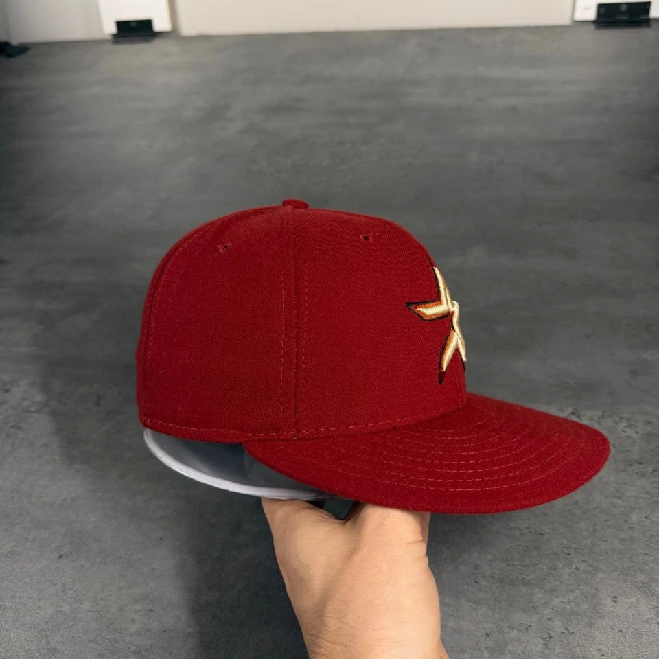 Vintage Houston Astros Hat New Era Cap 6 7/8 USA Made Brick Dark Red 2000s Y2K - Image 4 of 4