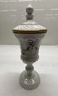 Vintage Westmoreland Milk Glass Hand‑Painted Roses & Bows - Pedestal Hidden Urn