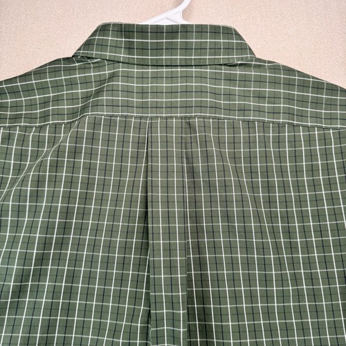 Eddie Bauer Cotton Dress Shirt Green L Tall Men's Tattersall Check Plaid Relaxed - Picture 7 of 7