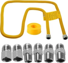 MCAMPAS 72" Flexible Stainless Steel Gas Line For Dryer, 72 Inch, 72inch 