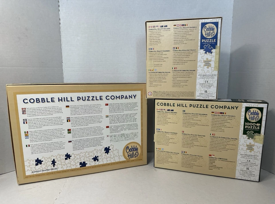 3 Cobble Hill 1000 Pc Puzzles - Grandmas Quilts, Harvest Fest, Picnic Bridge LOT - Image 3 of 4