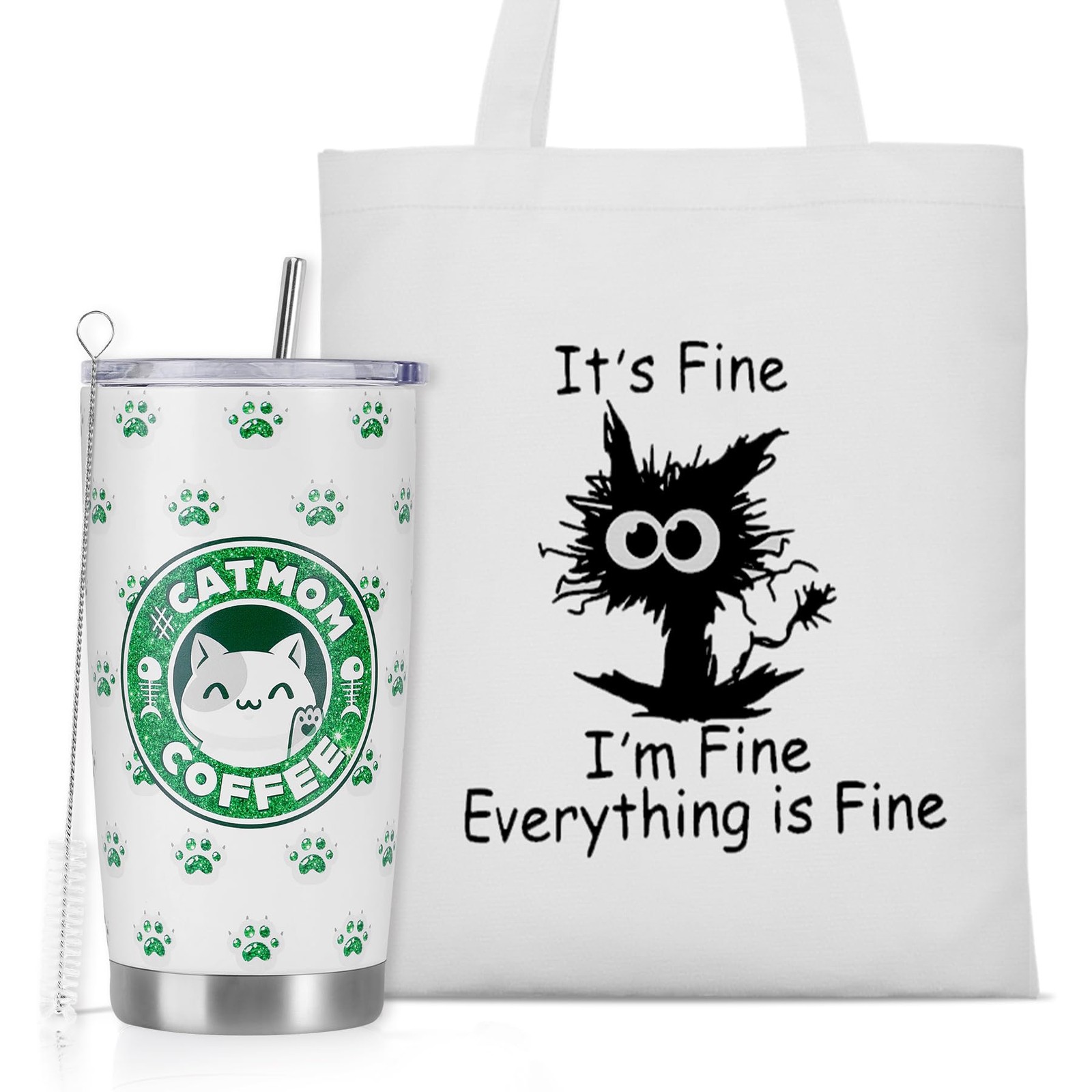 YtedRav Cat Mom Gifts, Lover Gifts for Women, 20 OZ 20 oz, Green