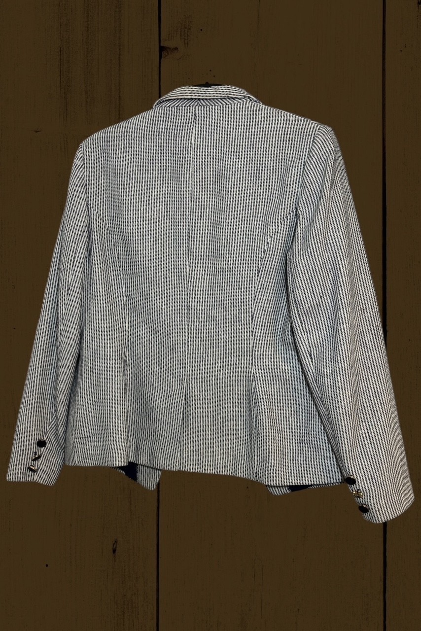 Tu Woman Grey White Textured Stripe Blazer Jacket Size 18 Smart Workwear