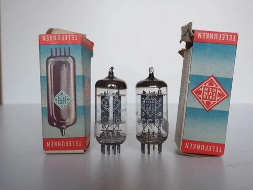 2 pcs NOS NIB ECC83 12AX7 Telefunken with ribbed plates
