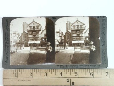 Stereoview Ancient Elizabethan House Used by Raleigh and Drake Exeter England
