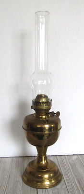 Vintage John Scott Oil Lamp Made in England Glass Chimney Double Wick 12.5'' tall