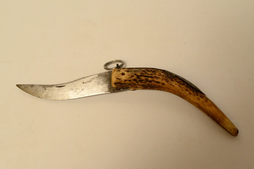 Vintage Large NOGENT Hunting Knife Stag Antler Palm Clasp Handmade in France VGC - Image 2 of 4