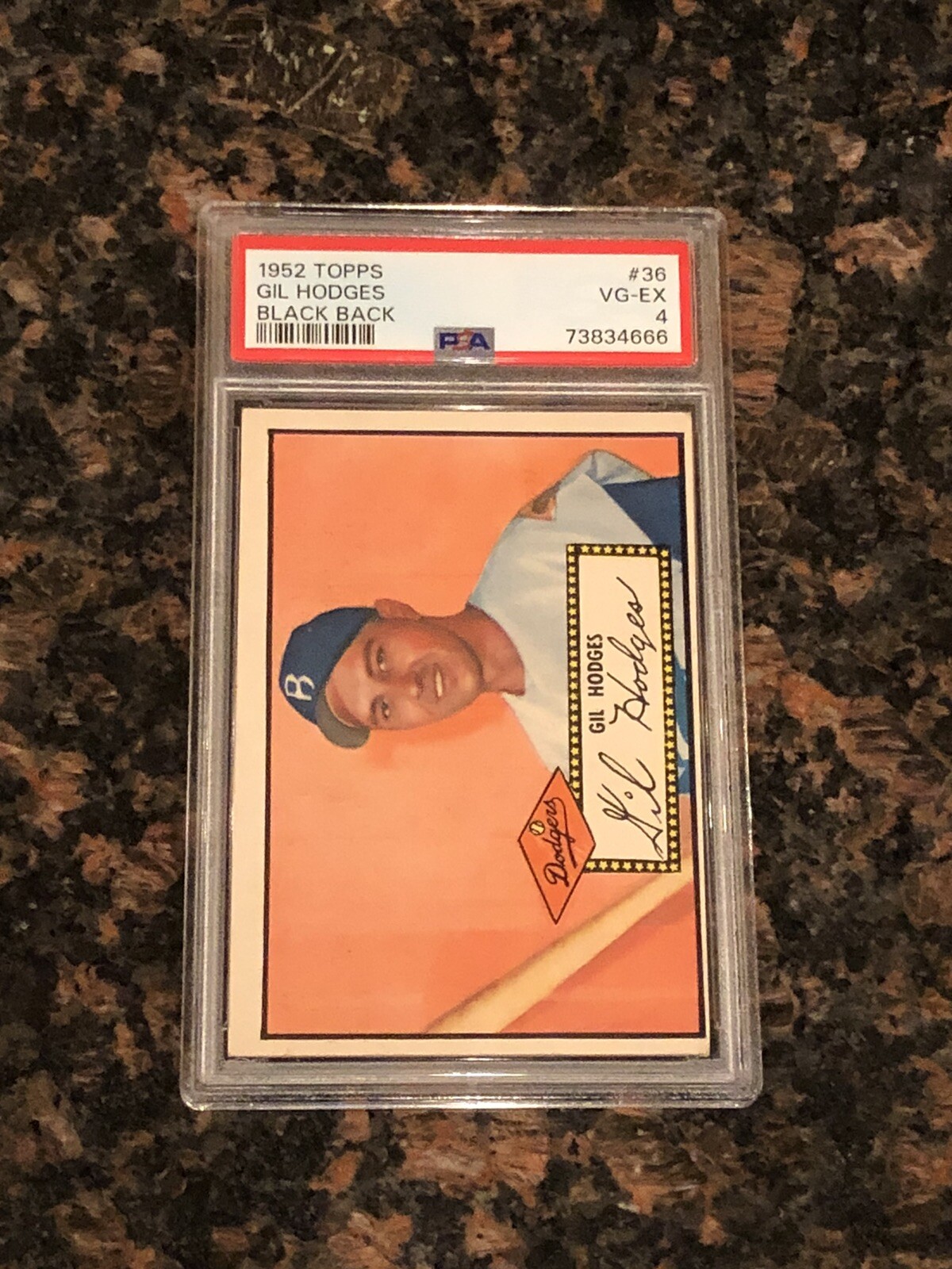 1952 Topps Gil Hodges #36 Baseball Card Black Back PSA 4