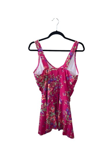 April Cornell XXL Pink Floral Butterfly Skirted Swimsuit Modest Ruched - Picture 2 of 3