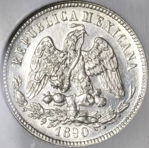1890-Mo NGC MS 64 PL Mexico 25 Centavos Proof Like 60K Silver Coin (21073002C)