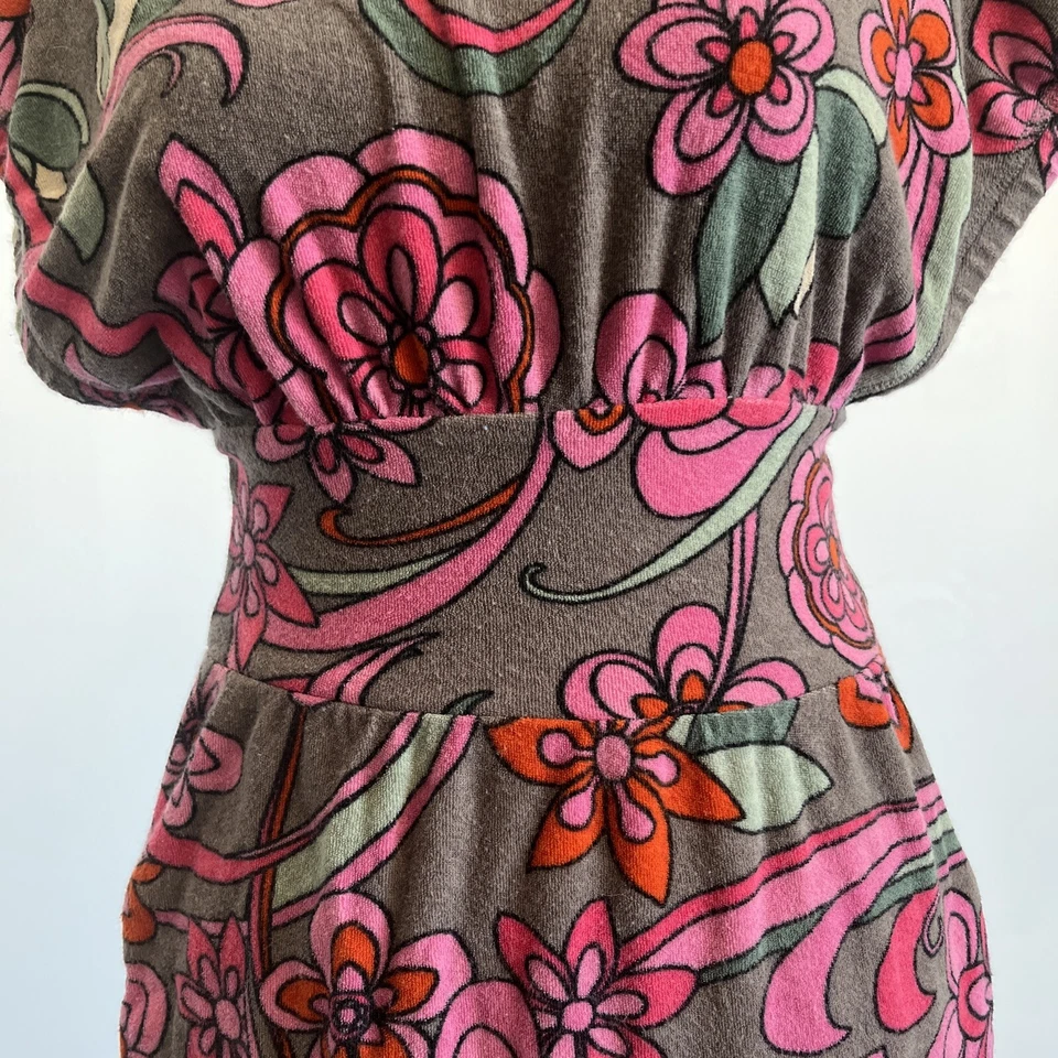 Juicy Couture P 花卉复古 Y2K 法国毛圈豪华连衣裙性感乐趣! — 第 4/4 张图片