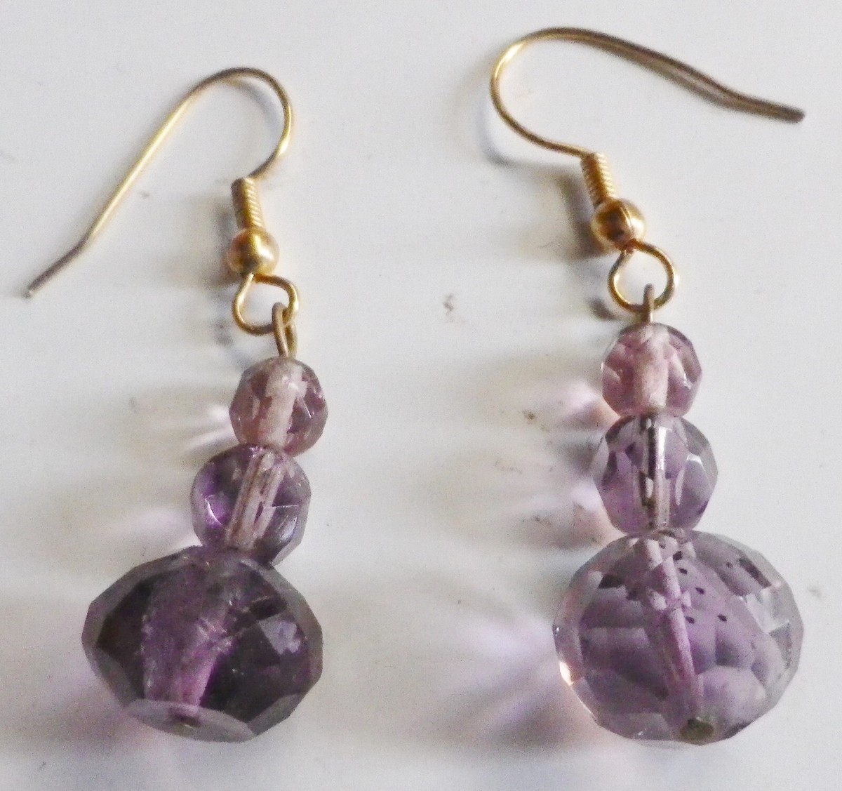 Boucles D'oreilles Crochet Avec Pampilles En Verre Miroir Facetté - Modèle 3710, Occasion
