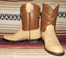Kids' VTG Texas Brand Tan Bullhide Leather Roper Cowboy Boots 2.5 B NEW in Box