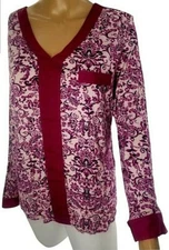 Nicole Miller Floral Printed  Pajama Top, Size S , fuchsia ,soft and pretty