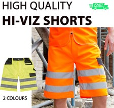 HI-VIZ WORK SHORTS High Visibility Safety Cargo Summer WorkWear R328 w/Pocket HQ