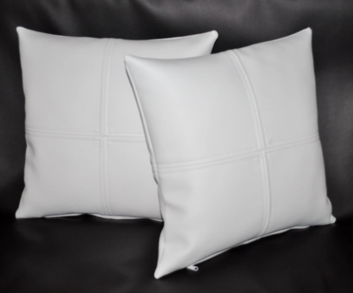 White hotsell leather pillows