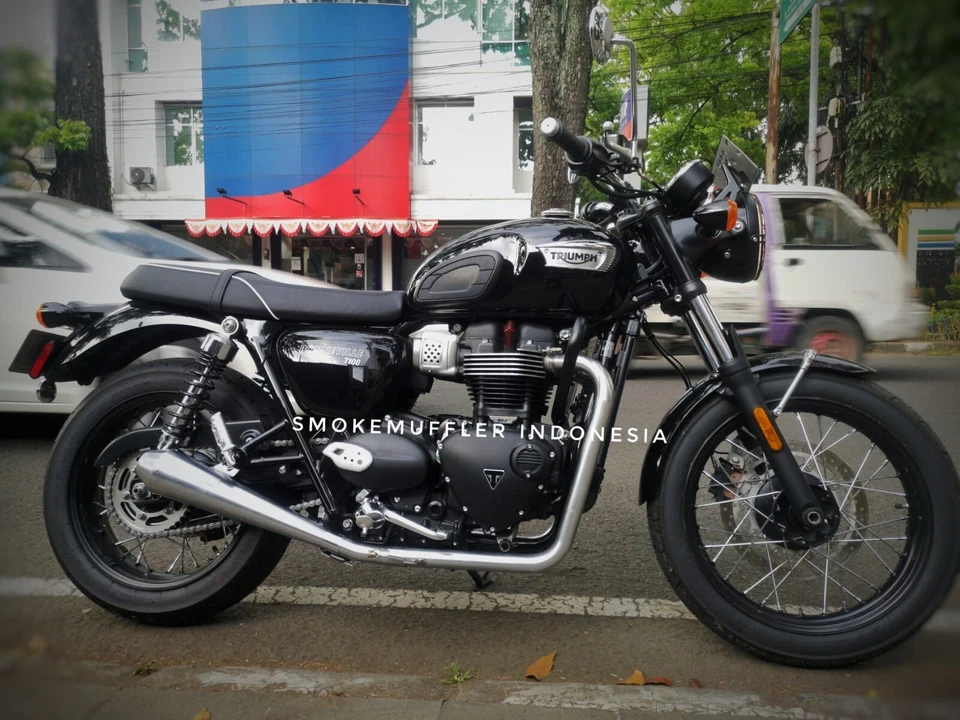 Sistema de silenciador de carreras sistema completo de escape Triumph Bonnevile T100 2000-2015 Foto 2 de 2