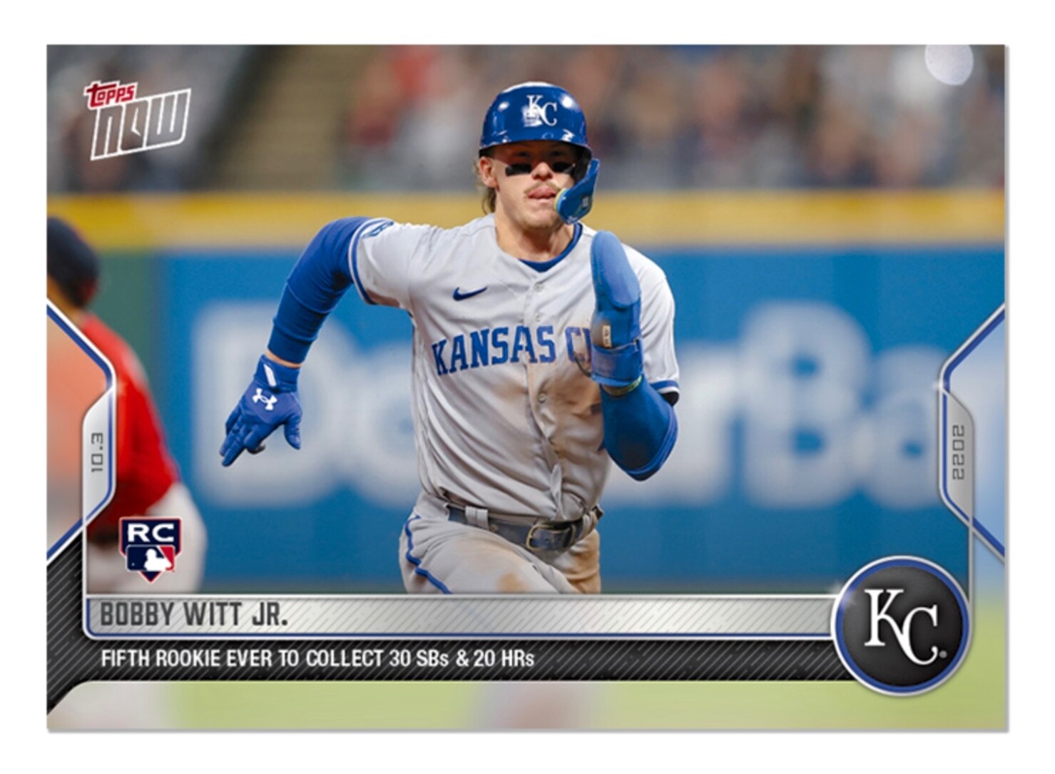 2022 TOPPS NOW 1006 BOBBY WITT  JR 5TH ROOKIE TO COLLECT 30 STEALS AND 20 HOMERS