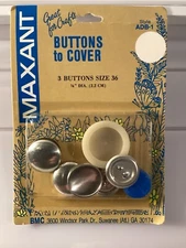 Maxant Buttons To Cover Kit Extra Button Pack NOS Size 36 7/8” Diameter Vintage