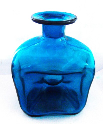 Scandinavian Holmegaard Kastrup Blue Glass Kluk Kluk Decanter Design Jacob Bang