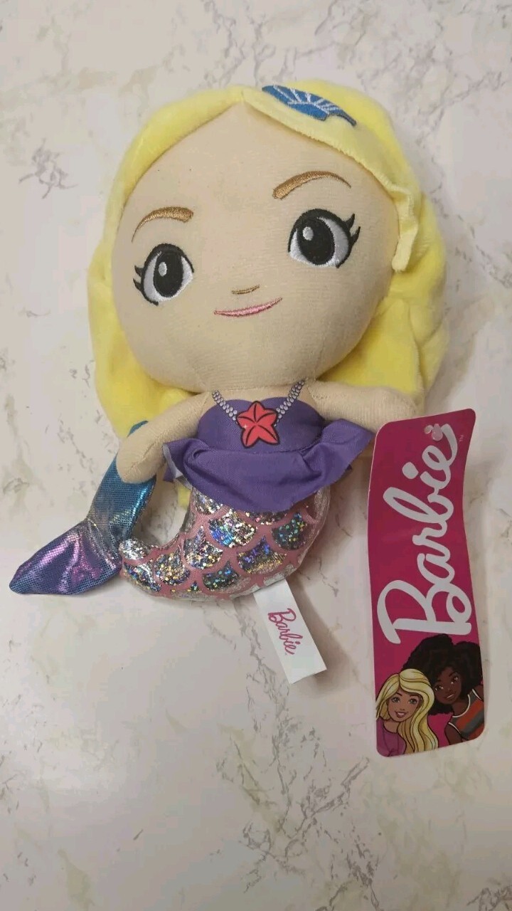 Mermaid Barbie 8” Plush Doll Cartoon Toy Stuffed Animal Cute Gift Mattel NWT