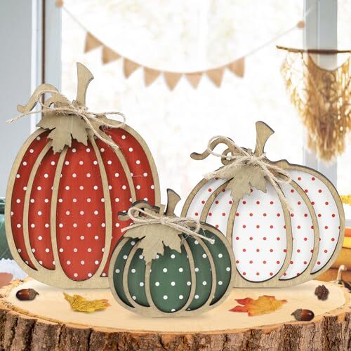 Fall Thanksgiving Decorations for Home - Fall Decor - 3Pcs Wooden Fall