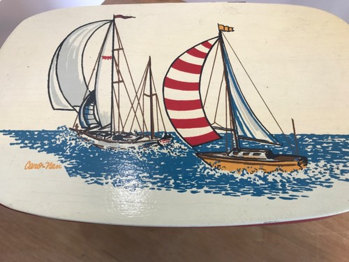 Cestino dipinto a mano con manico Saiboats foderato da Caro-Nan - Foto 2 di 8
